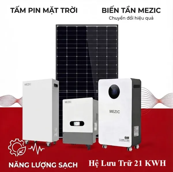 Điện Năng Lượng Mặt Trời Hybrid 12KW Có Lưu Trữ 21KWH