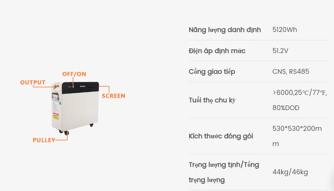 Pin Lithium 5kwh