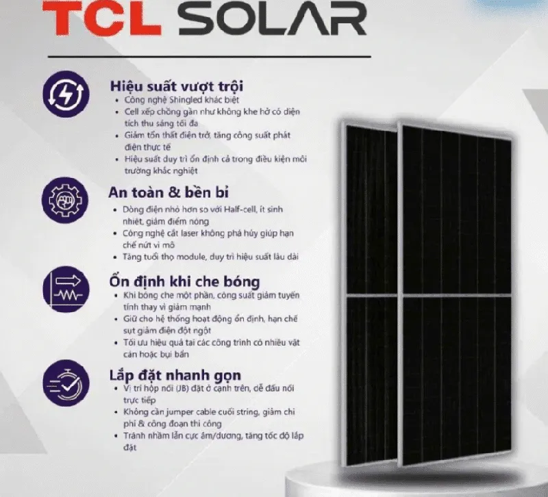 tấm pin mặt trời TCL sola 625W